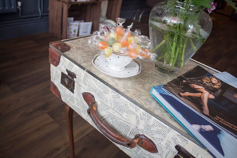 inside Fringe Salon coffee table